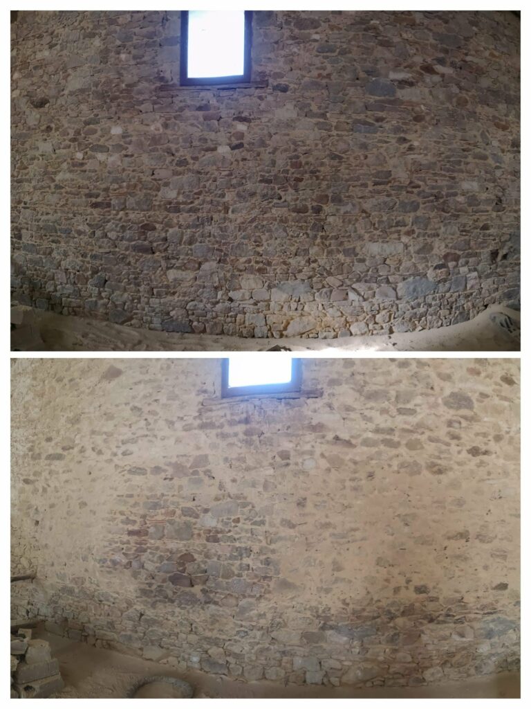 Restauration de murs en pierre d'intérieur
